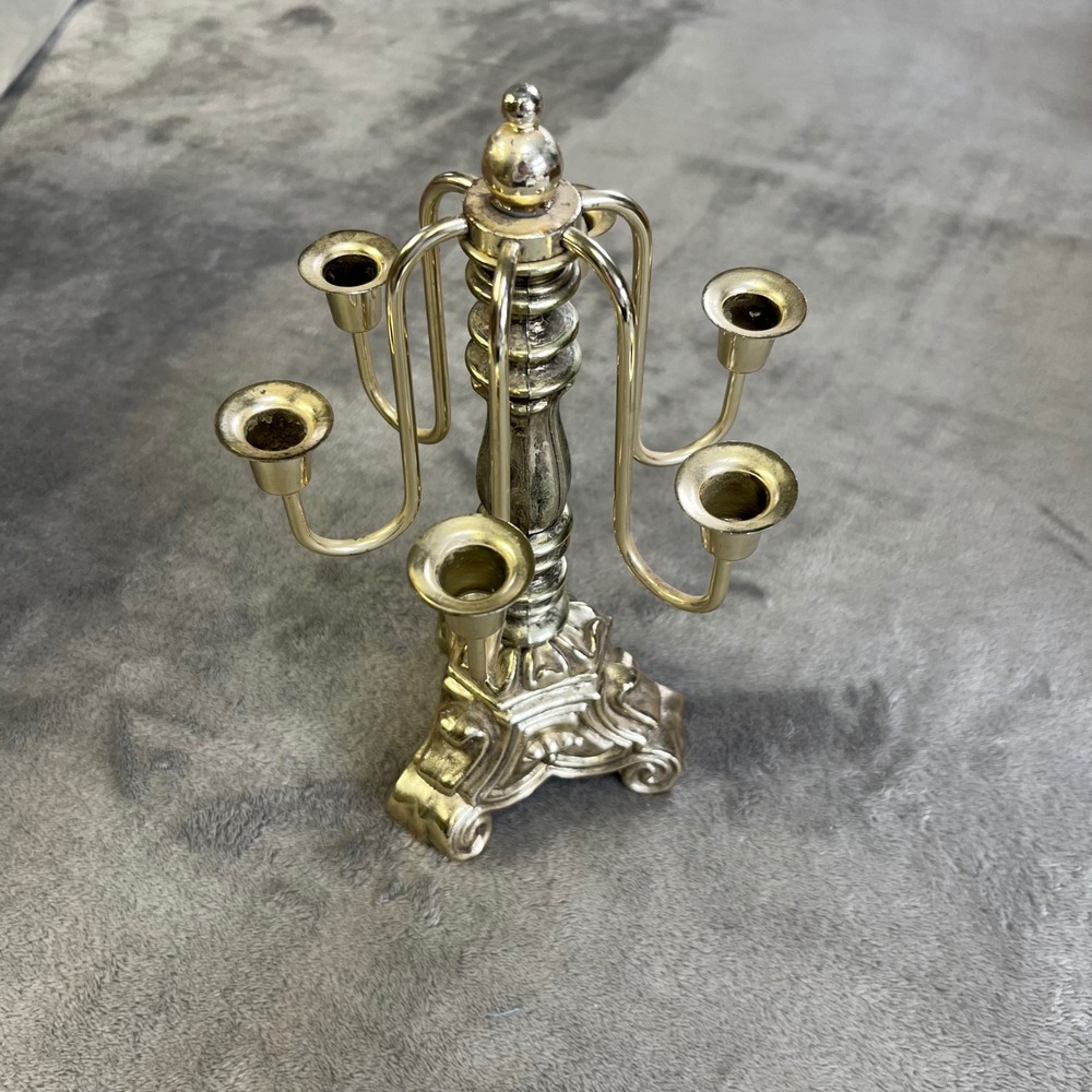 Rubel Candelabra Home Decor Silver Tone 6 Arm Ornate Baroque Pedestal Base - Picture 2 of 4